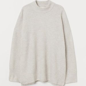 H&M SOLD OUT RIB KNIT SWEATER in light taupe